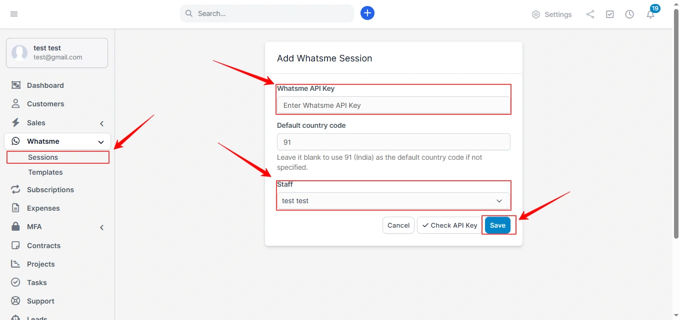 Enter API Key & Assign Staff